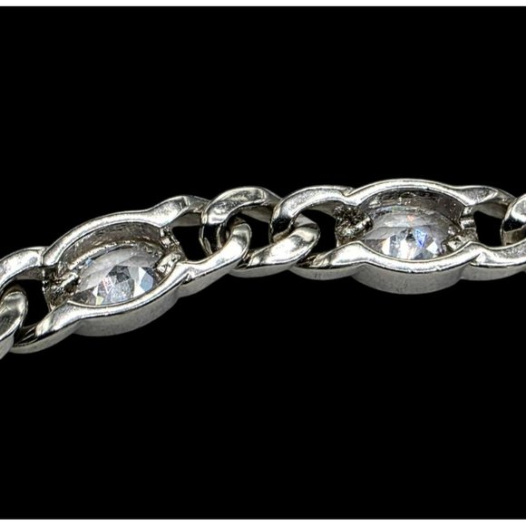 New Tocara Sterling Silver Bracelet Oval DiAmi Crystals Sparkle Curb Link 7.75" - Picture 8 of 12